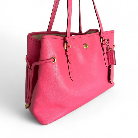 Coach Handbags - Coach Saffiano Leather Peyton Bright Pink Tote Gold Hardware